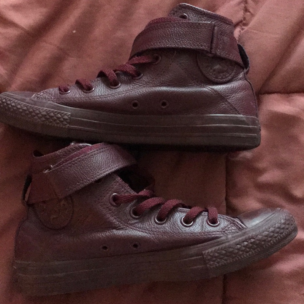 CONVERSE super rare maroon leather all stars ✨ - Picture 2 of 8